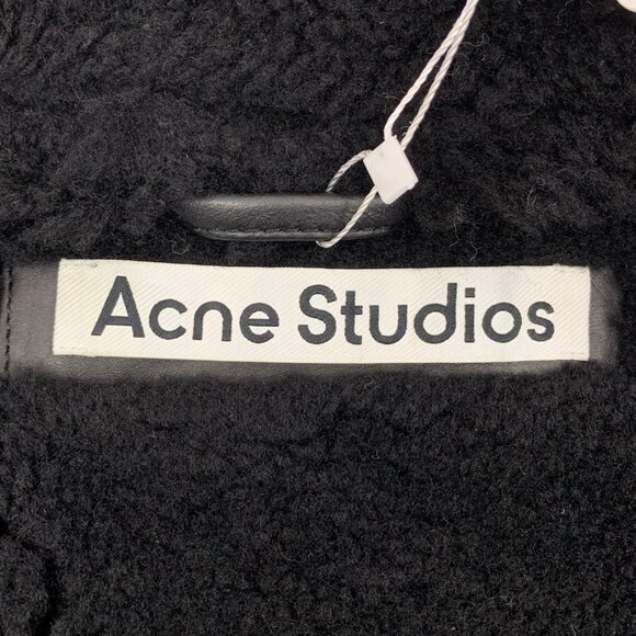 Acne Studios Black shearling leather zip-up jacket - Picture 5 of 8